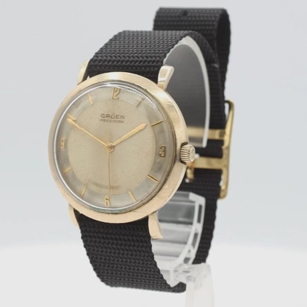 Vintage Gruen 445/971SS Precision Men's Mechanical Wristwatch Steel & 10k RGP